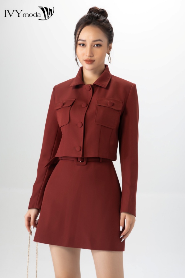 Áo vest dạ dáng ngắn ivy moda ms 67b9010