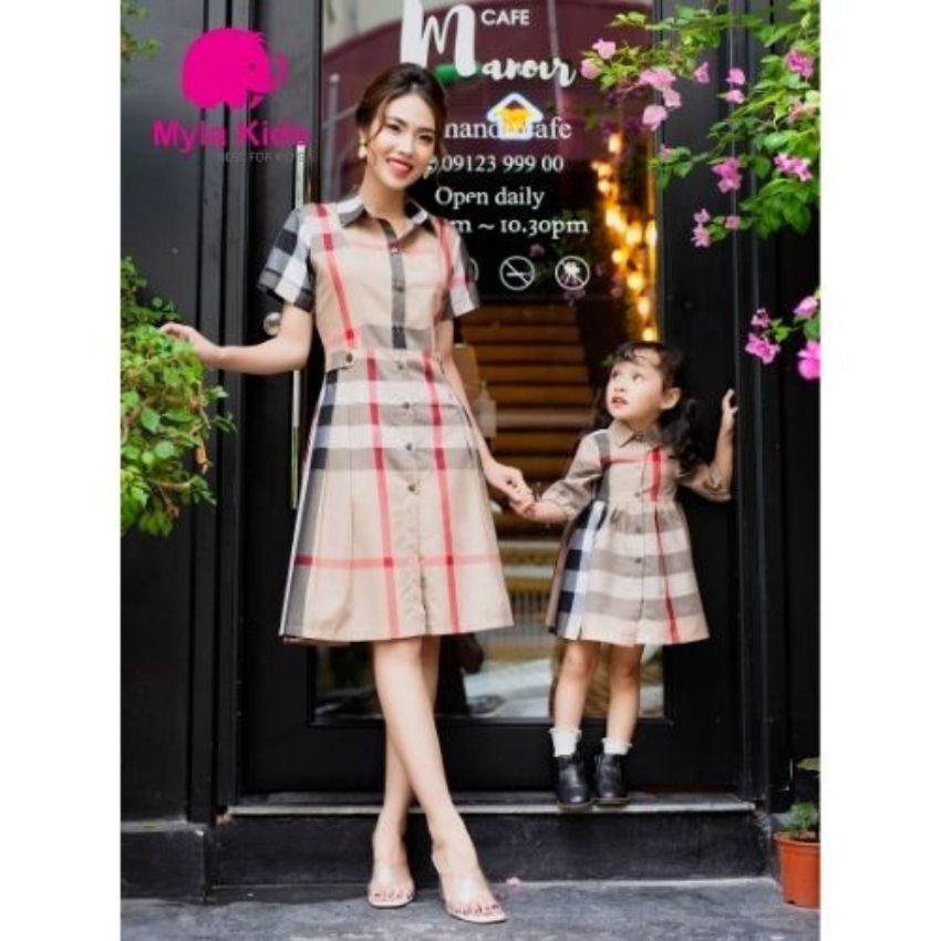 Sét đầm mẹ bé , đầm mẹ bé đi du lịch , đầm đôi mẹ và bé - Mylakid- Chất liệu cotton Nhật