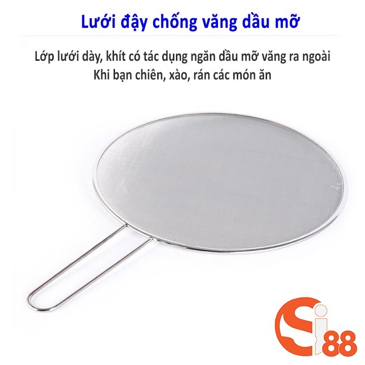 Nắp lưới đậy chảo chống văng dầu mỡ inox có tay cầm loại lớn cao cấp