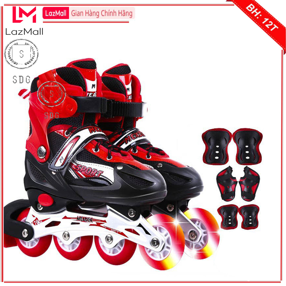  Giày Trượt Patin Người Lớn 4 Bánh Phát Sáng Chuyên Nghiệp Chính Hãng SDGOLD Tặng Kèm Combo Bảo Hộ Chân Tay Kèm Túi Đựng Giaỳ Chịu Lực Tối Đa 110KG Có Nút Điều Chỉnh Size Được Đổi Size Nếu Không Đi Vừa 