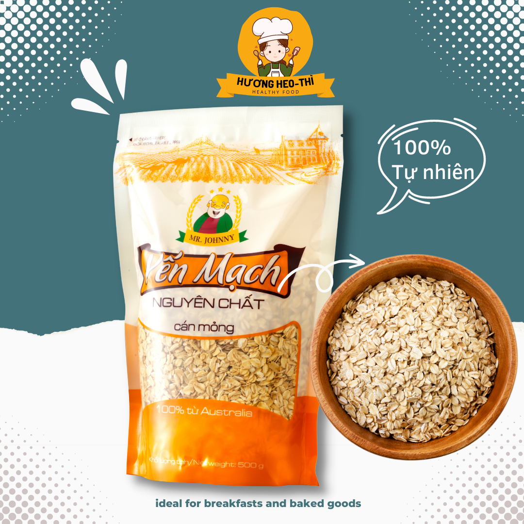 [HCM]Yến Mạch Cán Dẹp nhập khẩu Úc chính hãng Mr Johnny Bịch 500g - Phù hợp cho người ăn kiêng giảm cân