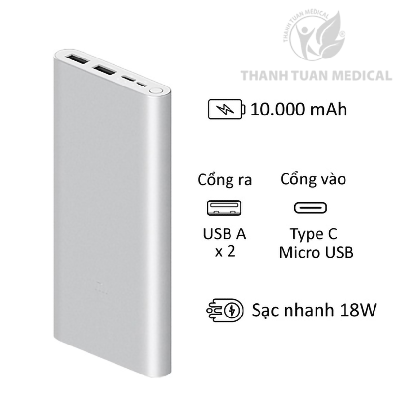 Pin Sạc Dự Phòng Sạc Dự Phòng Xiaomi Sạc Dự Phòng Xiaomi Gen 3 10.000Mah L Sạc Nhanh 2 Chiều Cổng Type-C 18W L Input: Micro-Usb/Usb-C/Output: Usb-A X 2.