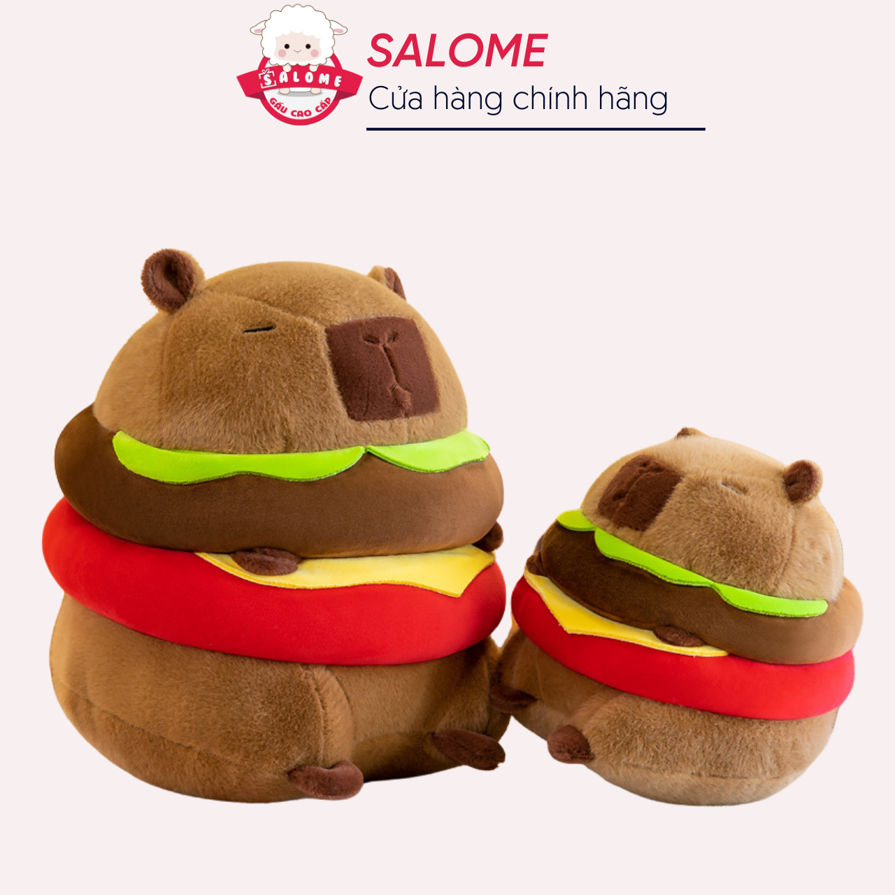 Gấu bông chuột lang nước nâu capybara hamburger size 30cm-60cm to khổng lồ vải siêu mềm mịn salome, thú nhồi bông chuột lang nước qùa tặng cao cấp