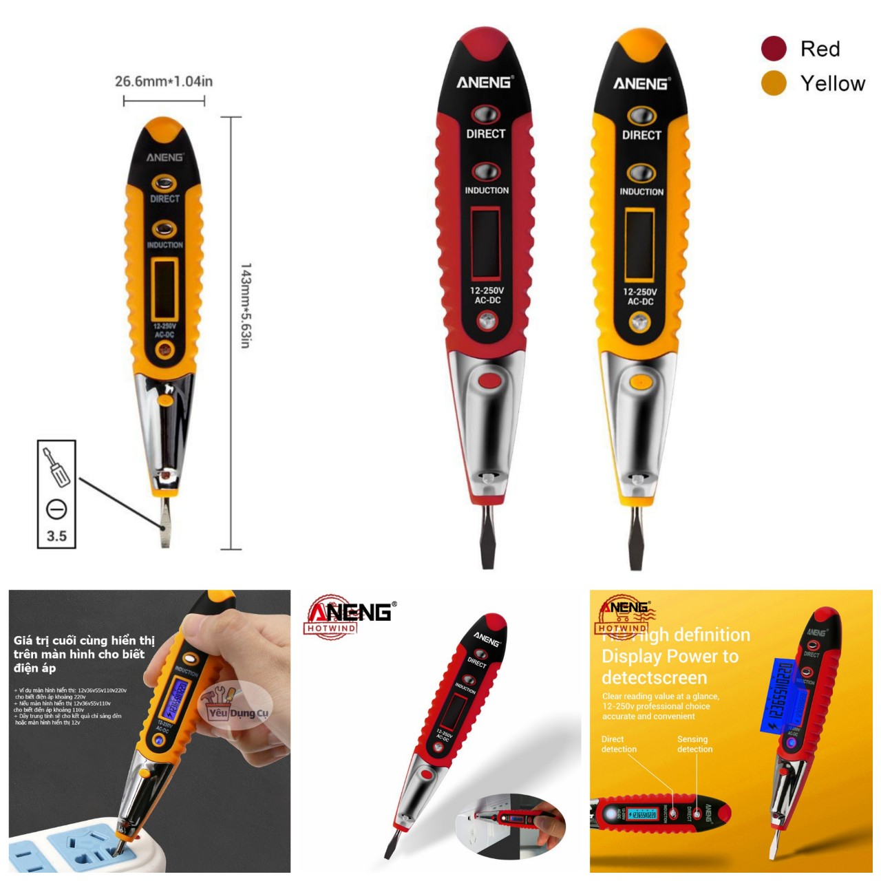 Bút thử điện kỹ thuật số màn hình led 12v-220v đa năng dò dây điện đứt ngầm mẫu mới hàng cao câp chinh hãng, Bút thử điện cảm ứng vạn năng siêu an toàn