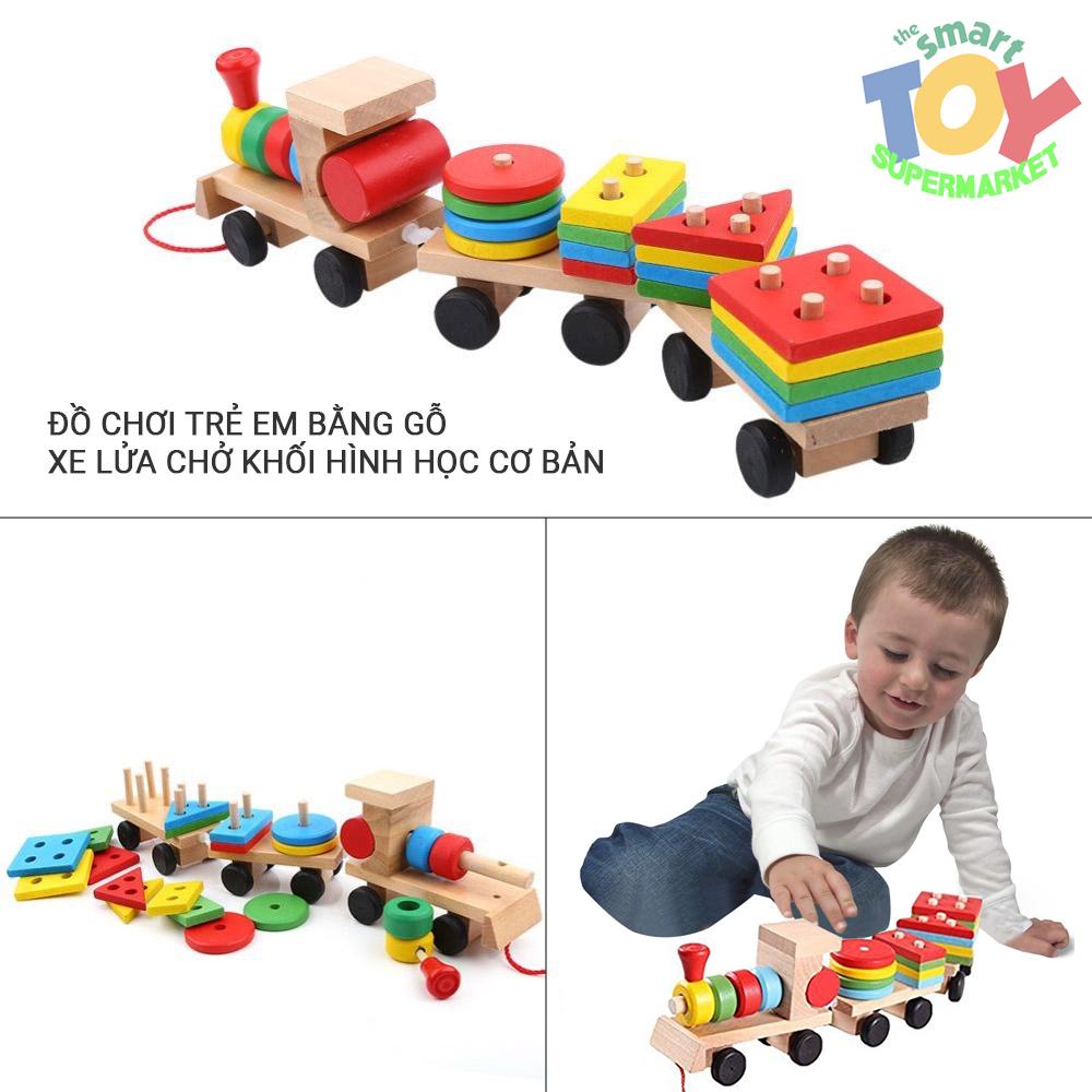 Đồ Chơi Đoàn Tàu Chở Hình Khối Thả Hình Trên Thanh Cho Bé