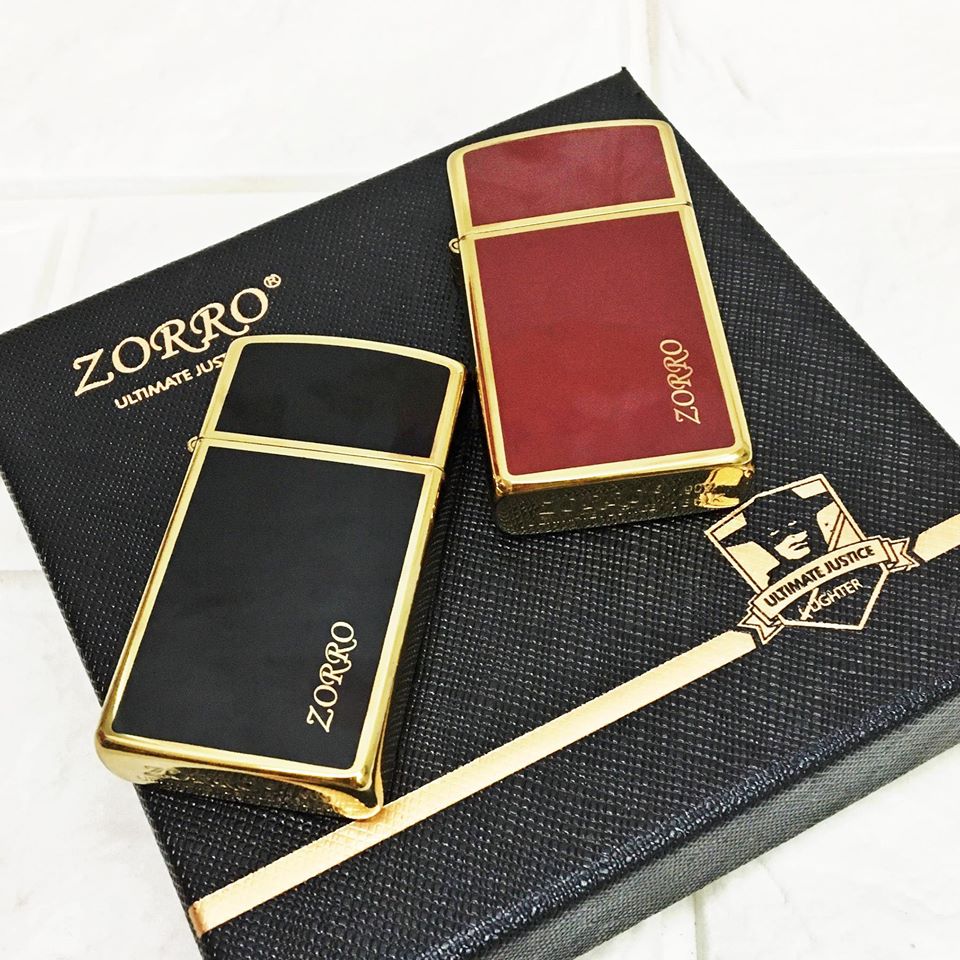 Bật lửa Zippo Slim Zorro Utimate 2 màu vàng đen , vàng đỏ full box - Xài Xăng