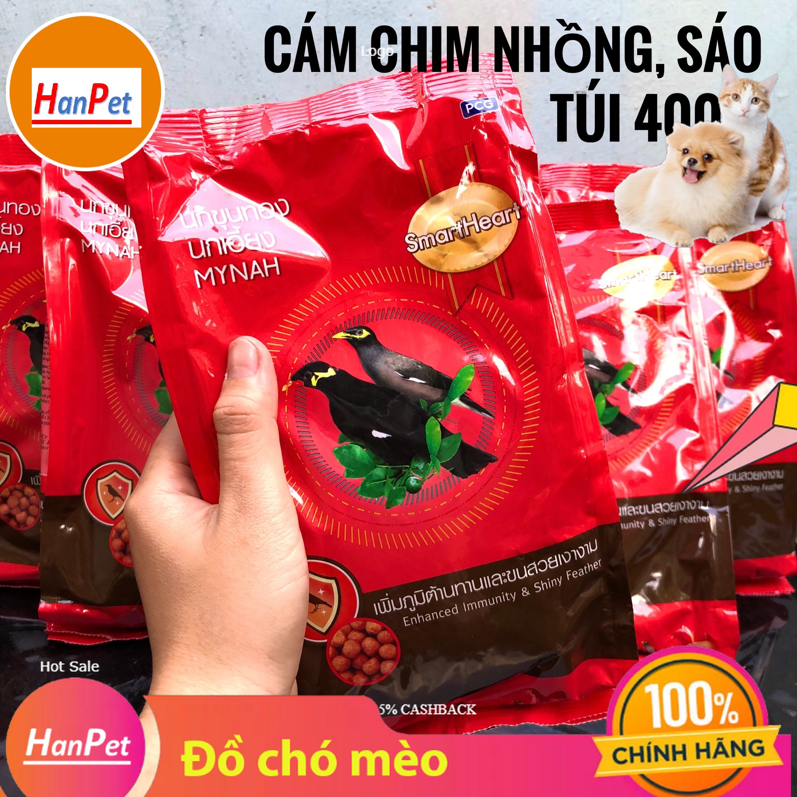 "thức ăn cho chim gói 400gr cám ớt Thái Lan cho mọi chim