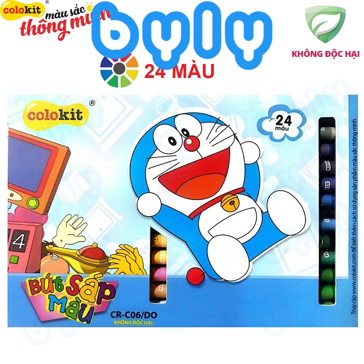 Bút sáp màu doraemon thiên long colokit 24 màu - cr-c06/do hàng chính hãng
