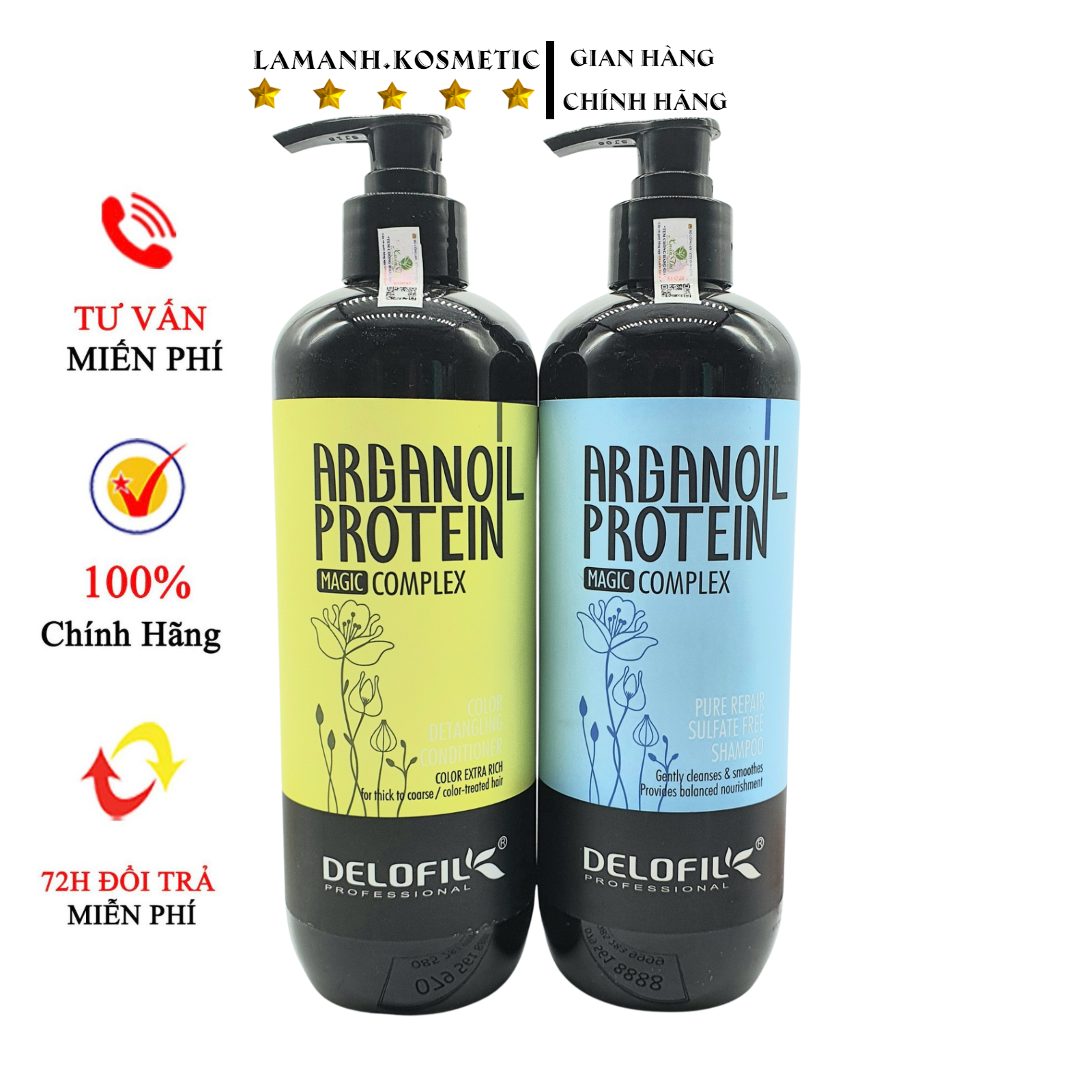 Cặp dầu gội dầu xả dưỡng ẩm phục hồi delofil 500ml - 800ml