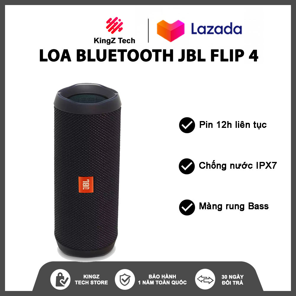 Loa Bluetooth JBL Flip 4 - Chống nước IPX7 - Âm Bass Cực Mạnh - Pin 4800mAH Nghe Nhạc 12h - Âm thanh chân thực, sống động - Bảo Hành 12 Tháng 1 Đổi 1 Toàn Quốc