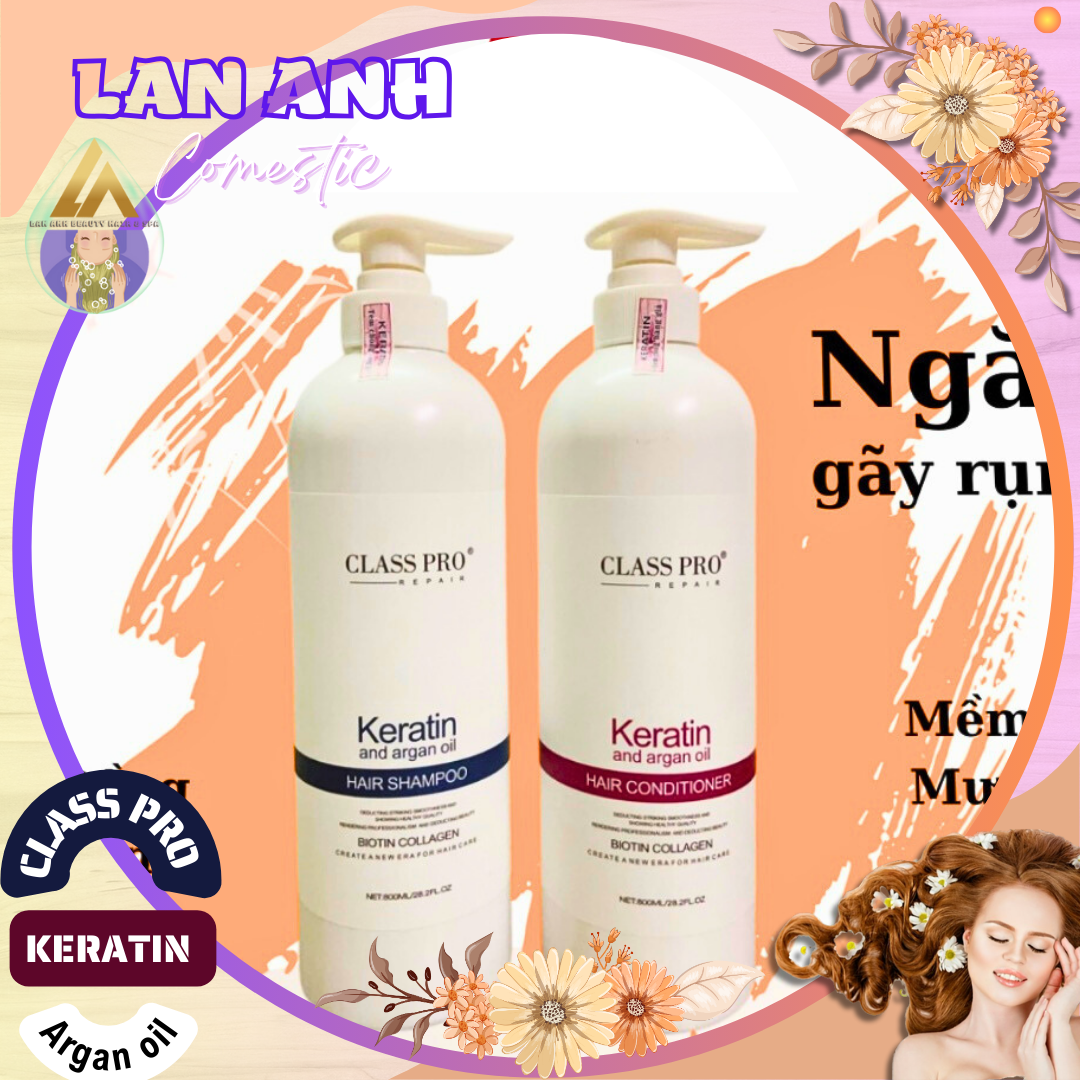 Dầu gội xả keratin class pro 800ml dầu gội keratin phục hồi tóc hư tổn kích thích mọc tóc dưỡng tóc mềm mượt thơm lâu