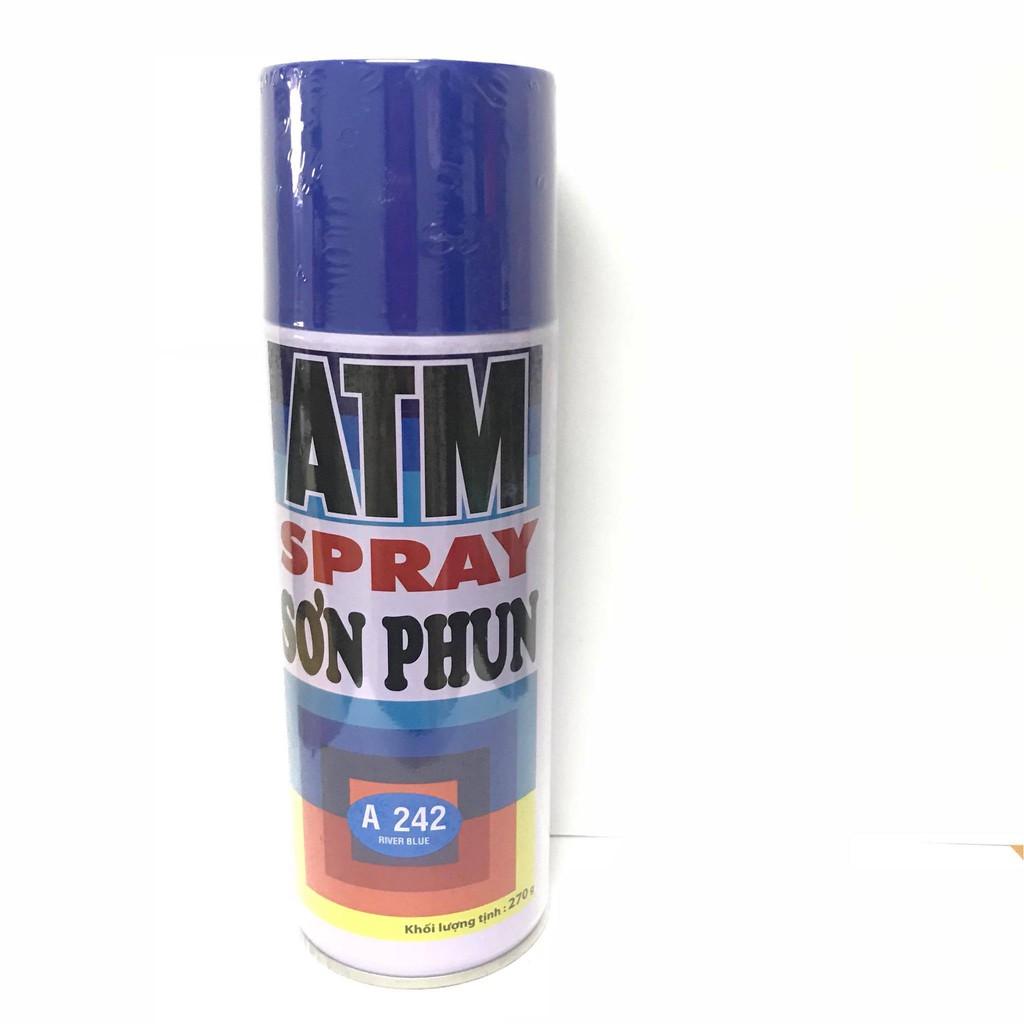 Sơn xịt màu pha sẵn atm a242 400ml màu xanh lam.