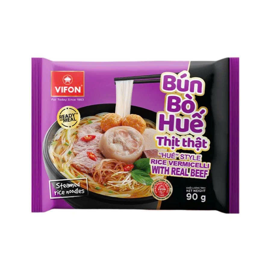Combo 5 Gói Bún Bò Huế Thịt Thật VIFON x 90g (Có Gói Thịt Thật) - VF138