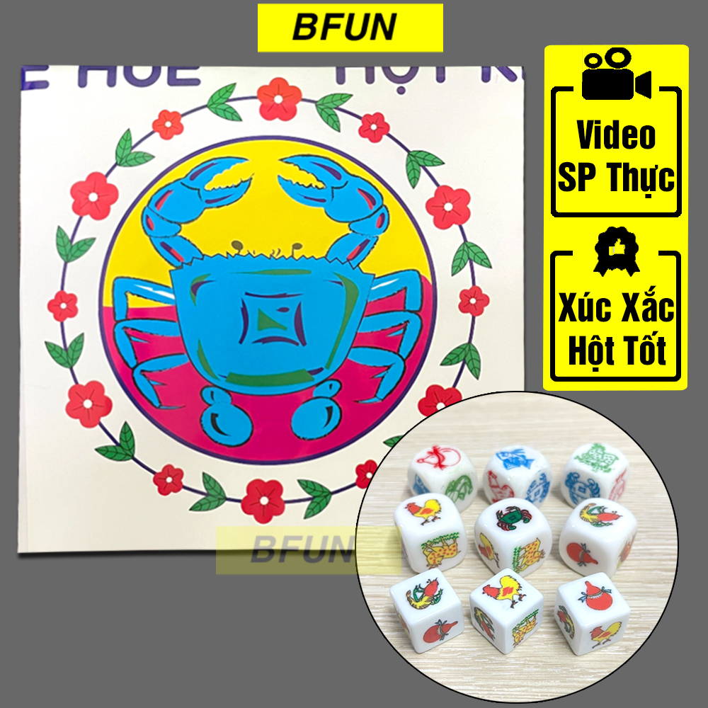 Bộ Bầu Cua Tôm Cá Tết 2024 Viên Xúc Xắc Cao Cấp Đủ MẪU - Bộ Đồ Chơi Lắc Bầu Cua Bầu Cua Cá Cọp Boardgame - Đồ Chơi Tết 2024 BFUN