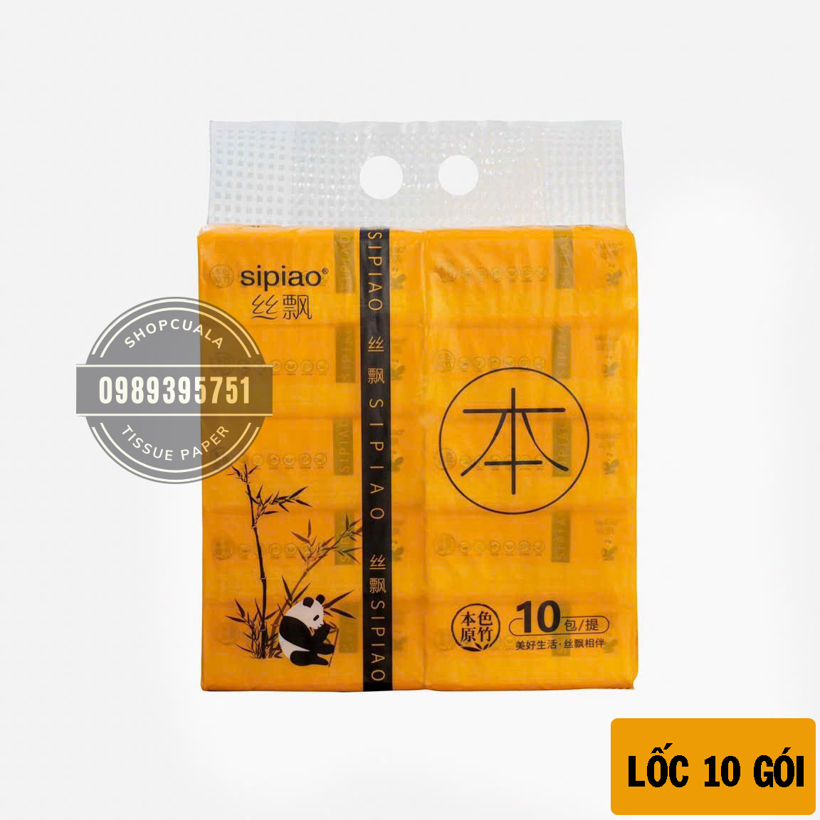 Lốc 10 gói giấy ăn gấu trúc Sipiao nội địa Trung