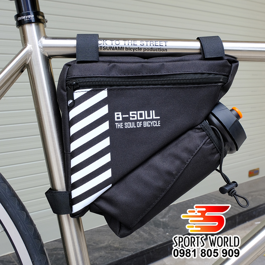 Túi treo sườn xe đạp hình tam giác vải mềm treo được bình nước (21x 19 cm) - SPORTS WORLD