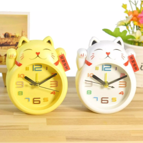 ĐỒNG HỒ BÁO THỨC ĐỂ BÀN HÌNH MÈO MAY MẮN (Nhiều màu) - [ Đồng hồ để bàn Cute - Đồng hồ báo thức - Đồng hồ học sinh dễ thương ]