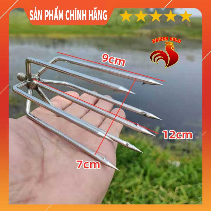 Xiên cá nhỏ gọn, bộ dụng cụ 5 ngạnh răng bắt tôm cá thép không gỉ
