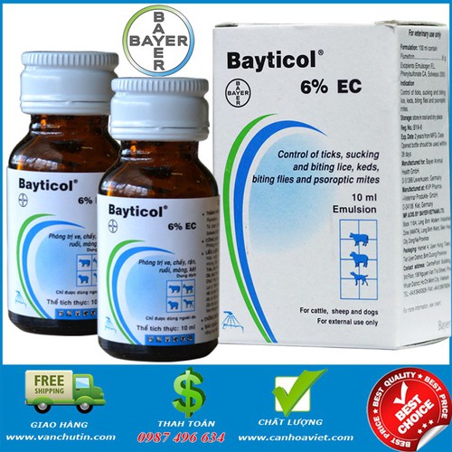 Chai Bayticol pha tắm hoặc phun xịt ghẻ, ve rận chó 10ml