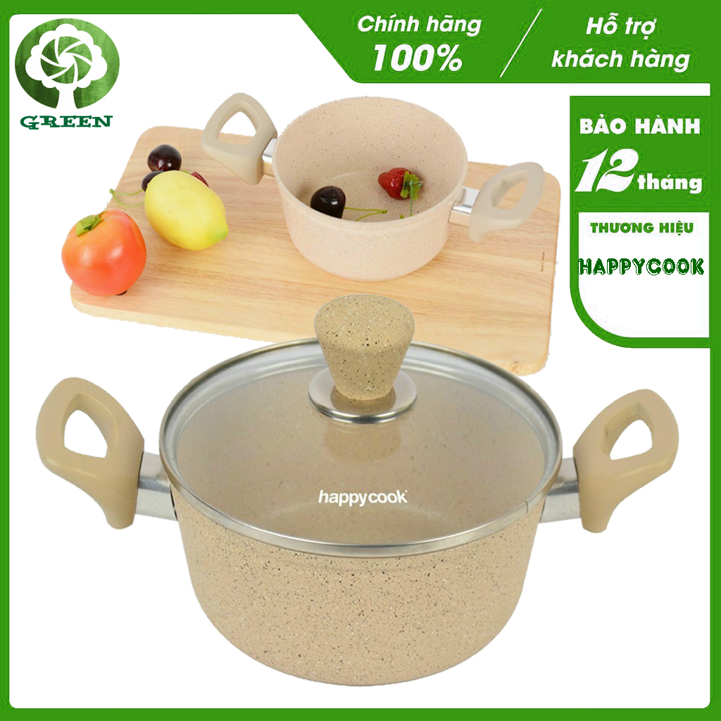 Nồi nhôm chống dính vân đá đáy từ happy cook charm 16cm n16-ch