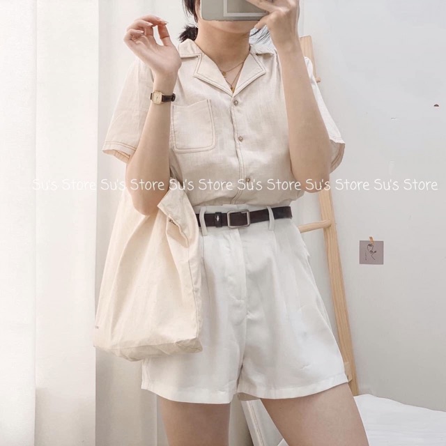 Áo sơmi vintage hàng có sẵn 2 màu