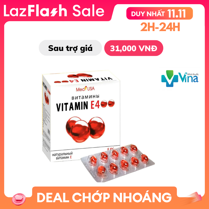Viên Vitamin E Đỏ E 400 iu Đẹp Da Sáng Da Ngừa Thâm Nám Nga-Hộp 100