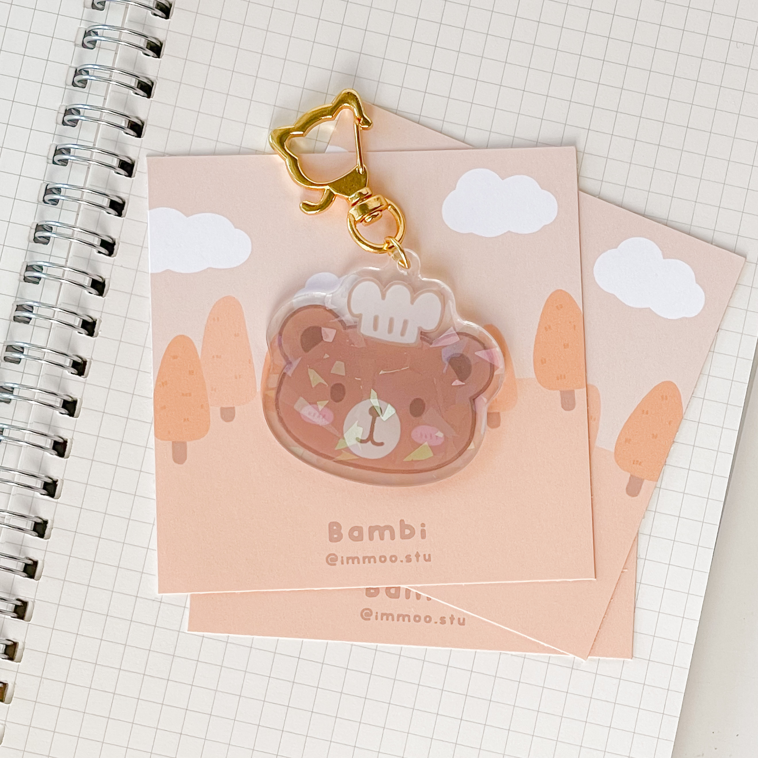 Móc khóa keychain gấu nâu Bambi kiểu hologram