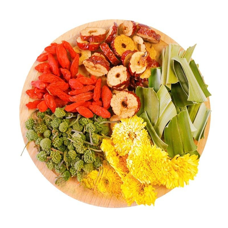 Trà an thần ngũ vị nụ hoa tam thất kết hợp táo đỏ, kỷ tử, lá dứa, hoa cúc Satoso gói 10g
