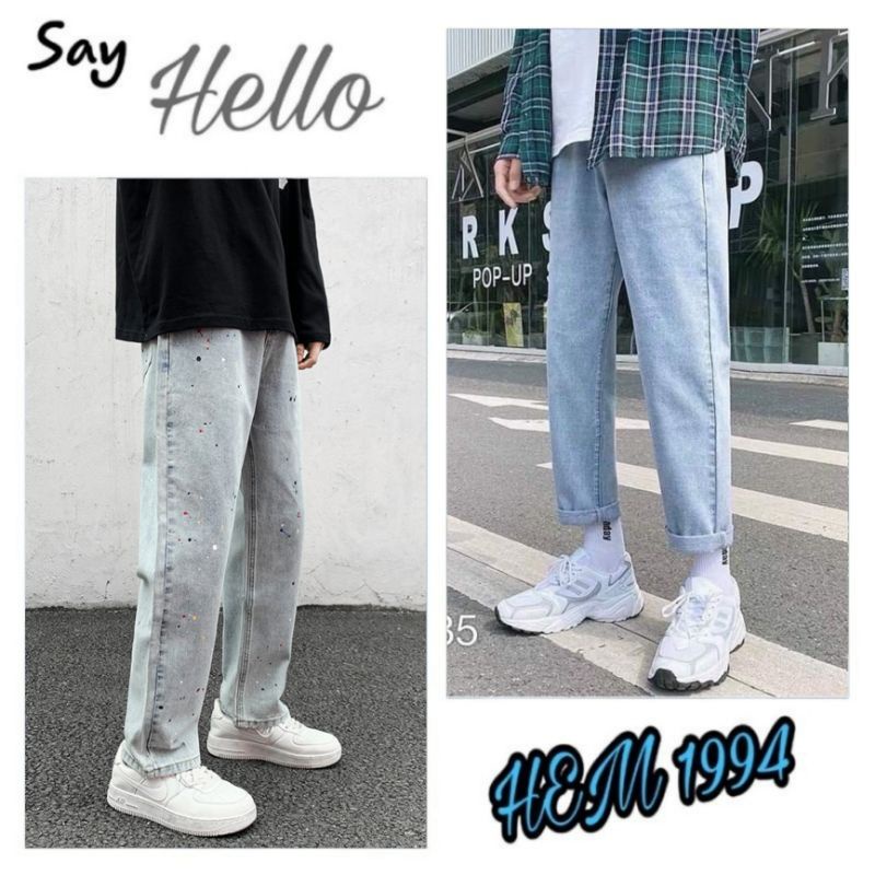 Quần jean Baggy ống suông, rộng nam vẩy sơn đặc biệt