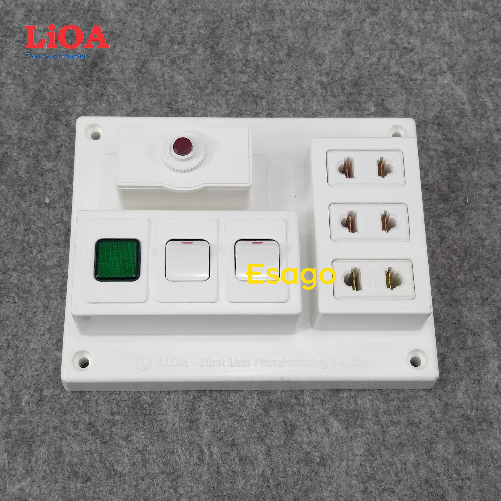 [HCM]Bảng điện nổi LiOA 15A có 3 ổ cắm 2 công tắc 1 đèn báo màu xanh