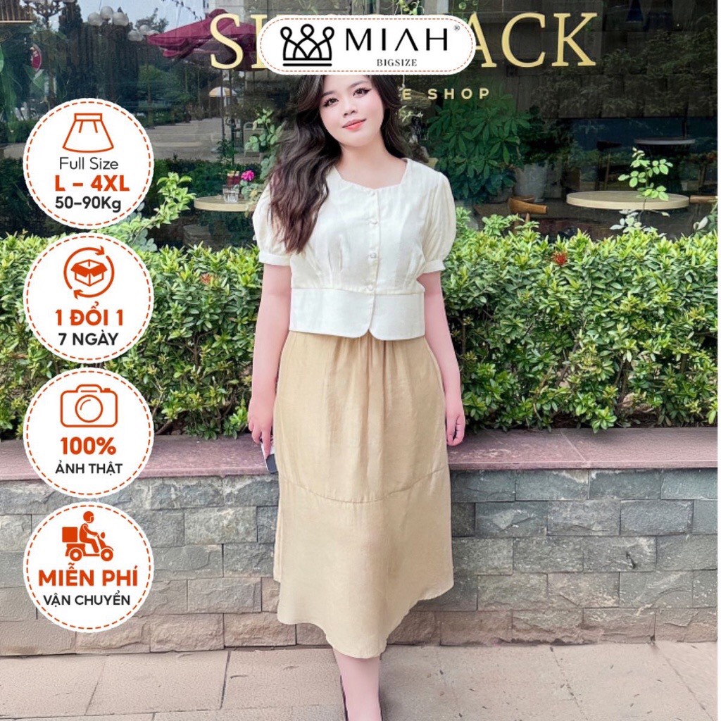 Set áo đũi kèm chân váy tơ nhật bigsize trẻ trung nữ tính che khuyết điểm cho nàng tự tin MIAH BIGSI