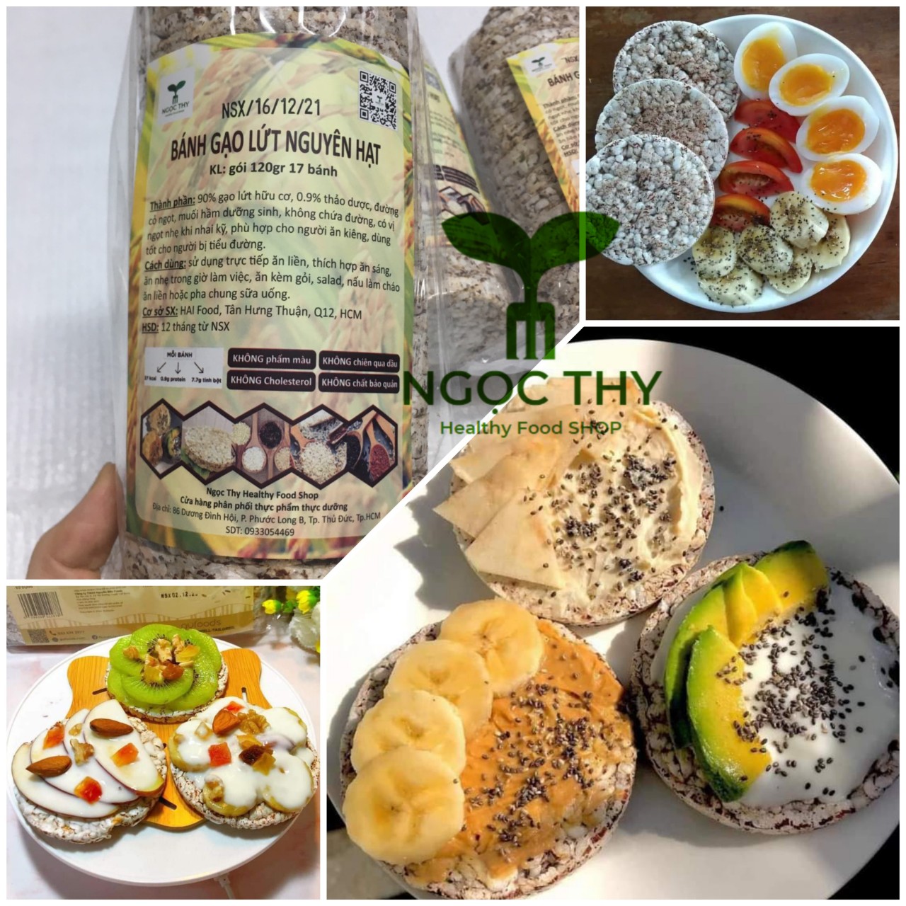 [NT Food] Bánh gạo lứt nguyên hạt ăn kiêng ăn vặt lành mạnh gói 17 bánh