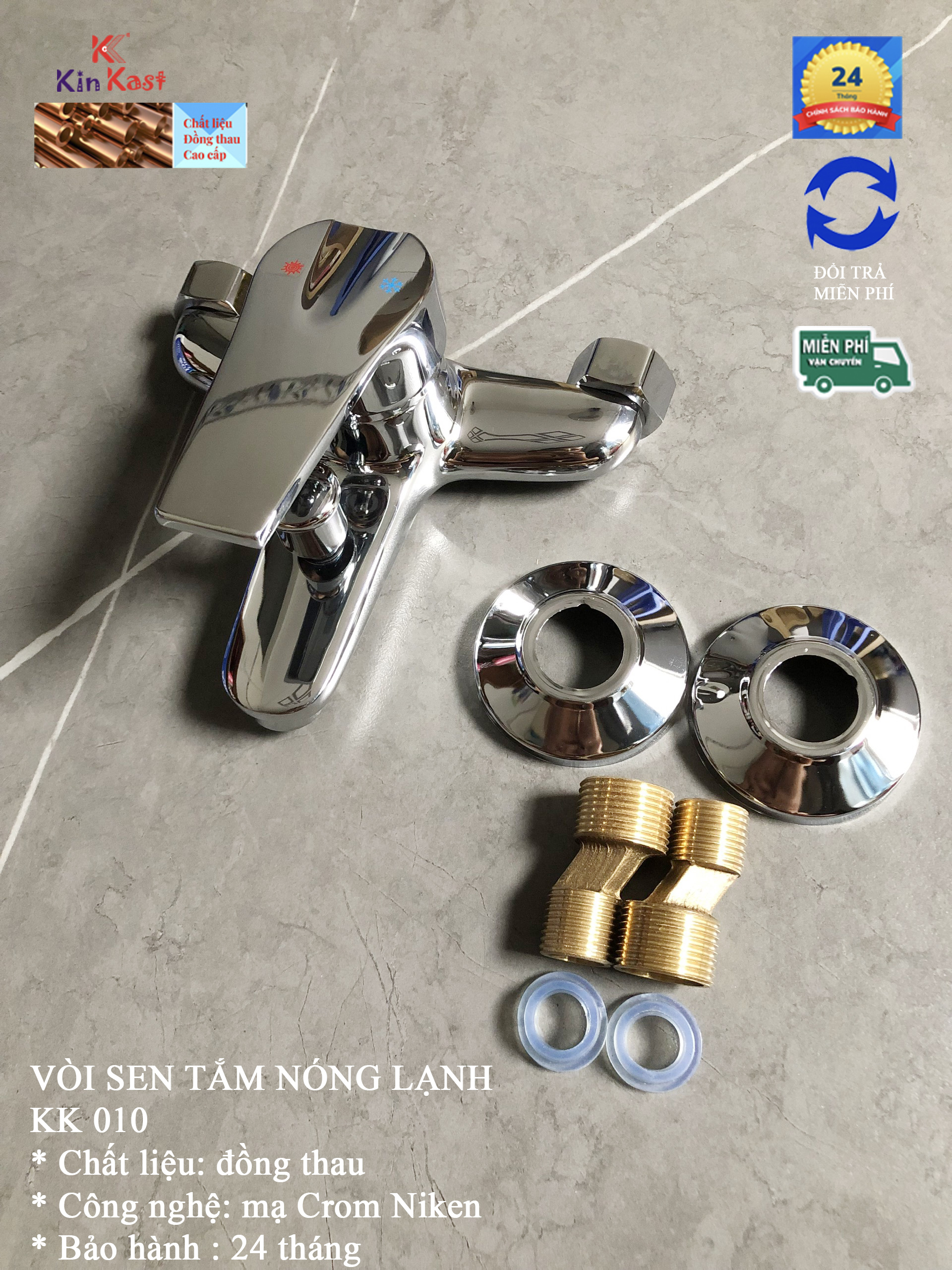 Vòi sen tắm nóng lạnh đồng thau kk010