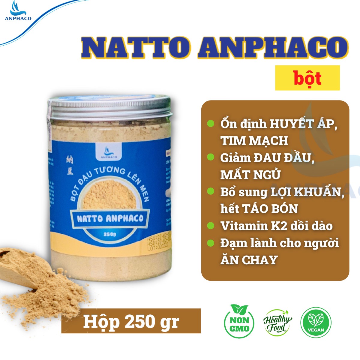 Bột đậu tương lên men Natto Anphaco - Đậu nành lên men kiểu Nhật