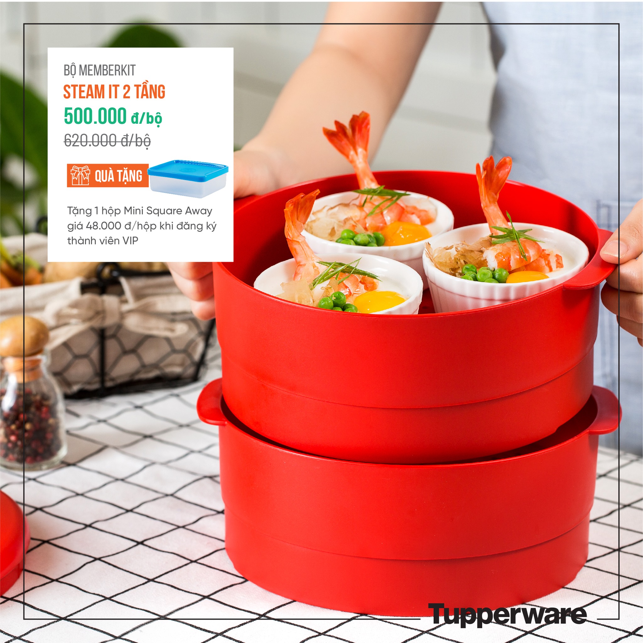 Xửng hấp 2 tầng thương hiệu Mỹ - Tupperware