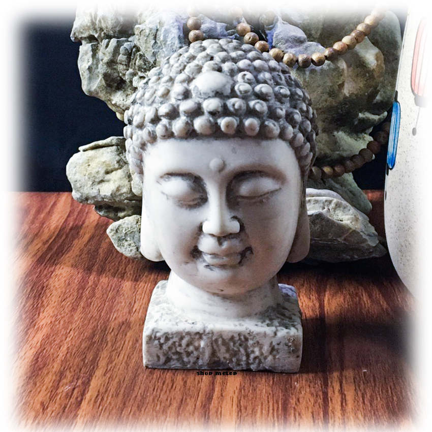 Tượng  đầu phật trang trí - cao 12cm- chất liệu đá- metep