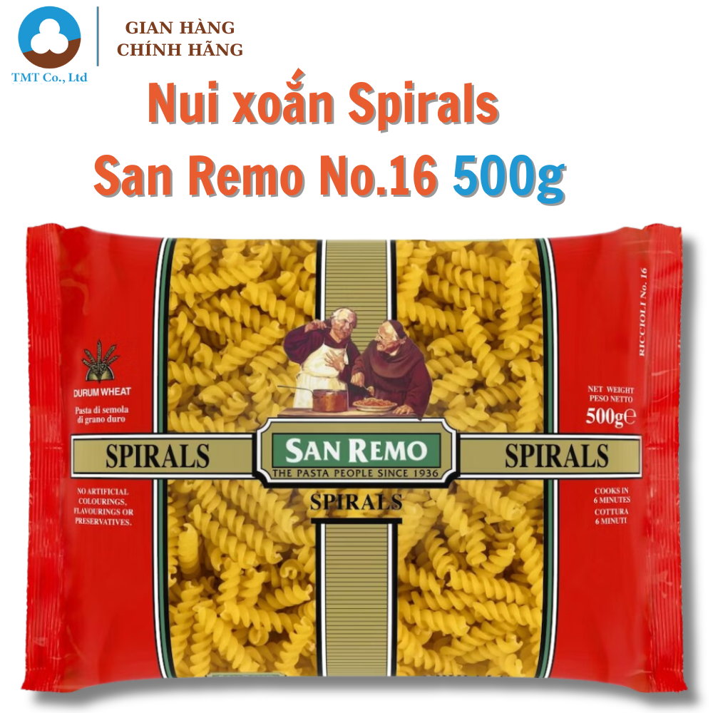 Nui xoắn Spirals thương hiệu San Remo 500g No.16