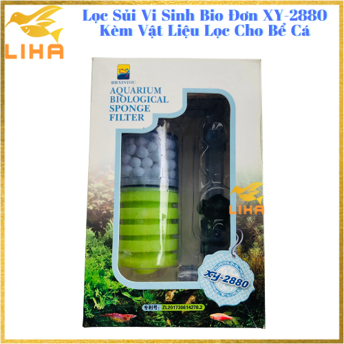 Lọc Sủi Vi Sinh Hơi Bio Bông Đơn XY-2880 Kèm Vật Liệu Lọc Cho Bể Cá
