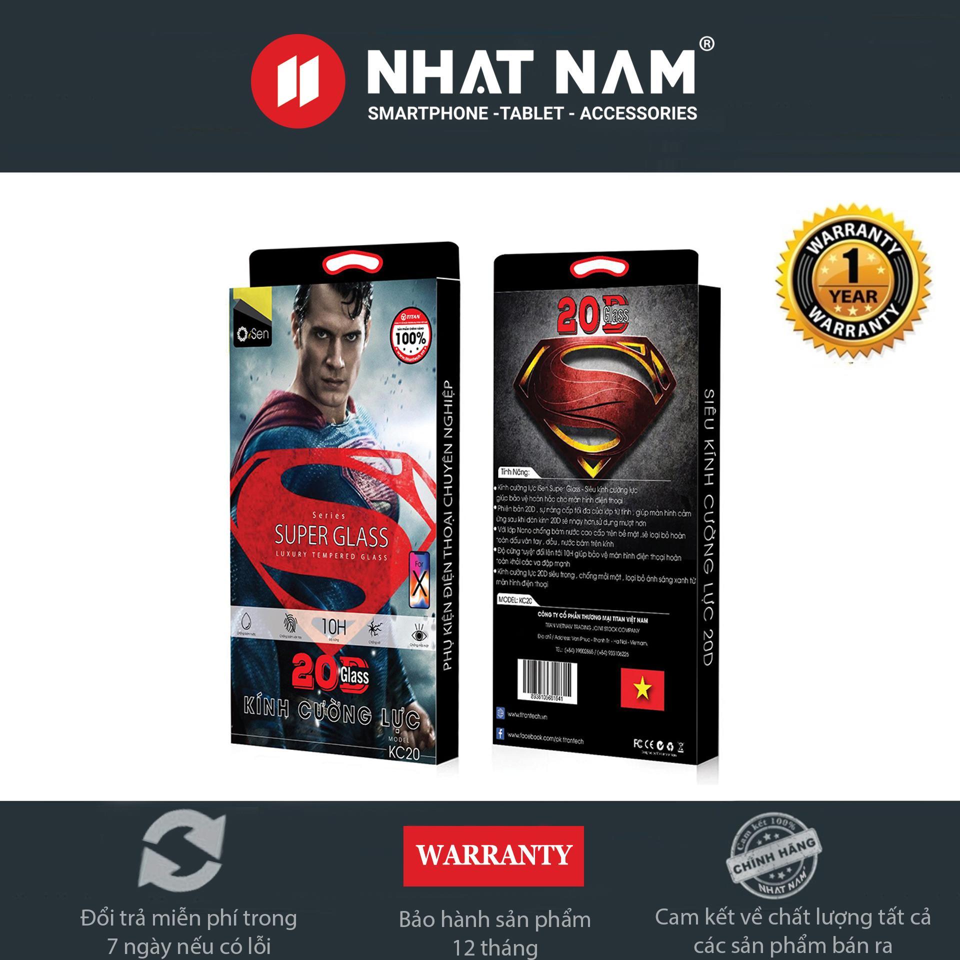Kính cường lực 20d full màn isen cho i.phone 6/6s/6plus/6splus/7/8/7plus/8plus/x/xs max