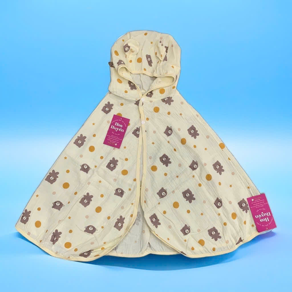 Áo Choàng Cánh Dơi Chống Nắng Cho Bé Sơ Sinh | Áo Khoác chống nắng Chất Vải Xô Muslin mềm mại thoáng mát cho bé | Áo choàng cho bé trai bé gái sơ sinh 0-3 tuổi