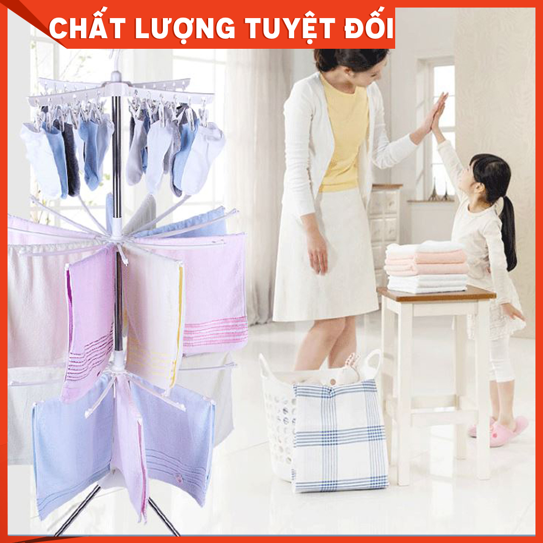 Cây Phơi Quần Áo Inox Đa Năng Cao Cấp Cho Bé - Chất Liệu Inox Xoay 360 Độ, Giàn Phơi Thông Minh, Có Thể Gập Gọn - Cây Phơi Đa Năng, Giá Phơi Đồ 3 Tầng Cao Cấp Cho Bé Và Người Lớn, Móc Phơi Quần Áo Đa Năng