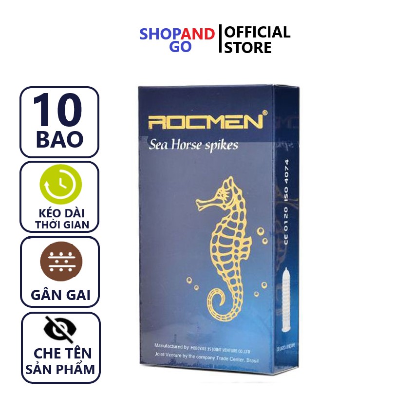 Freeship 1 hộp Bao cao su gân gai kéo dài thời gian Rocmen hộp 10 cái