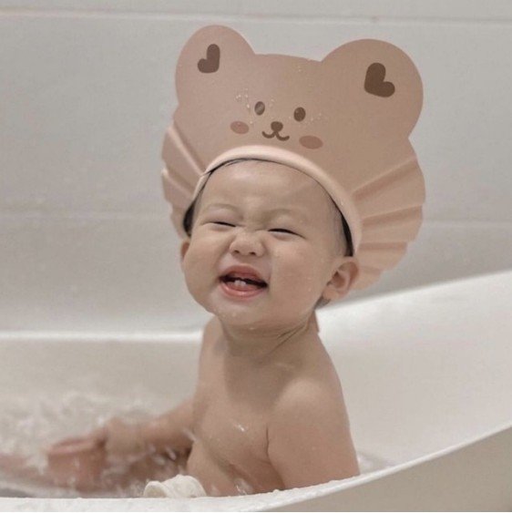  Mũ chắn nước có vành che tai cho bé mũ chắn nước gội đầu chất xốp mềm mại 