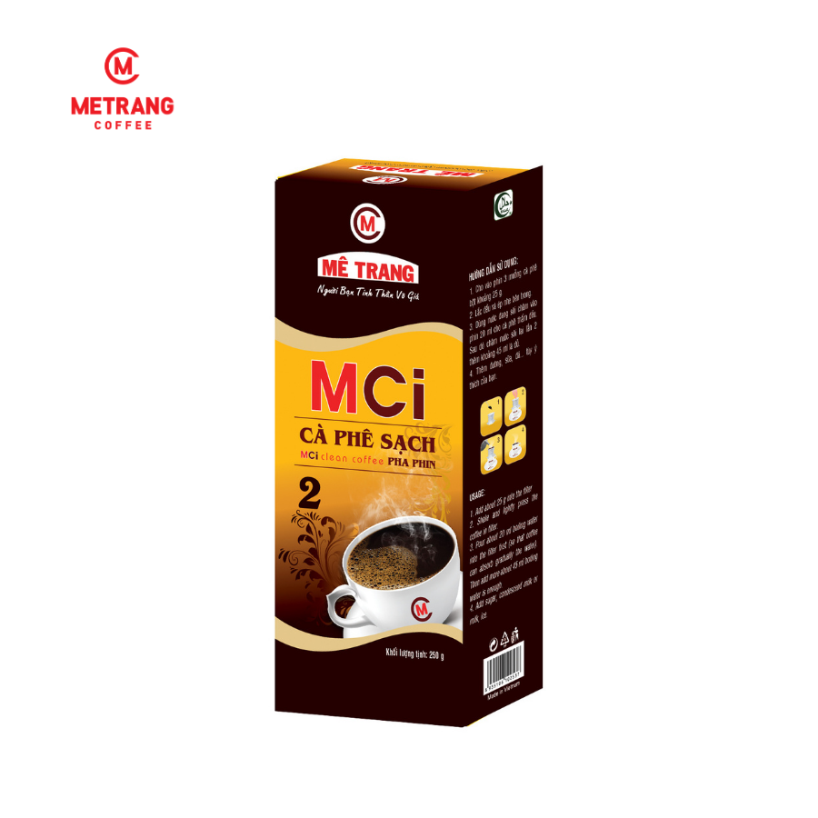 Cà phê Sạch Mê Trang MC2 - hộp 250g hút chân không - cà phê nguyên chất - pha phin
