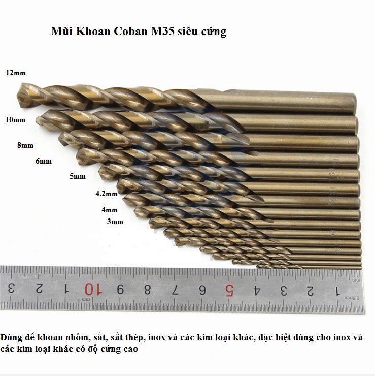 Mũi Khoan đa năng M35 siêu cứng khoan Thép,Inox,vật liệu cứng (3.2mm-4mm-4.2mm -5mm-6mm-8mm-10mm)