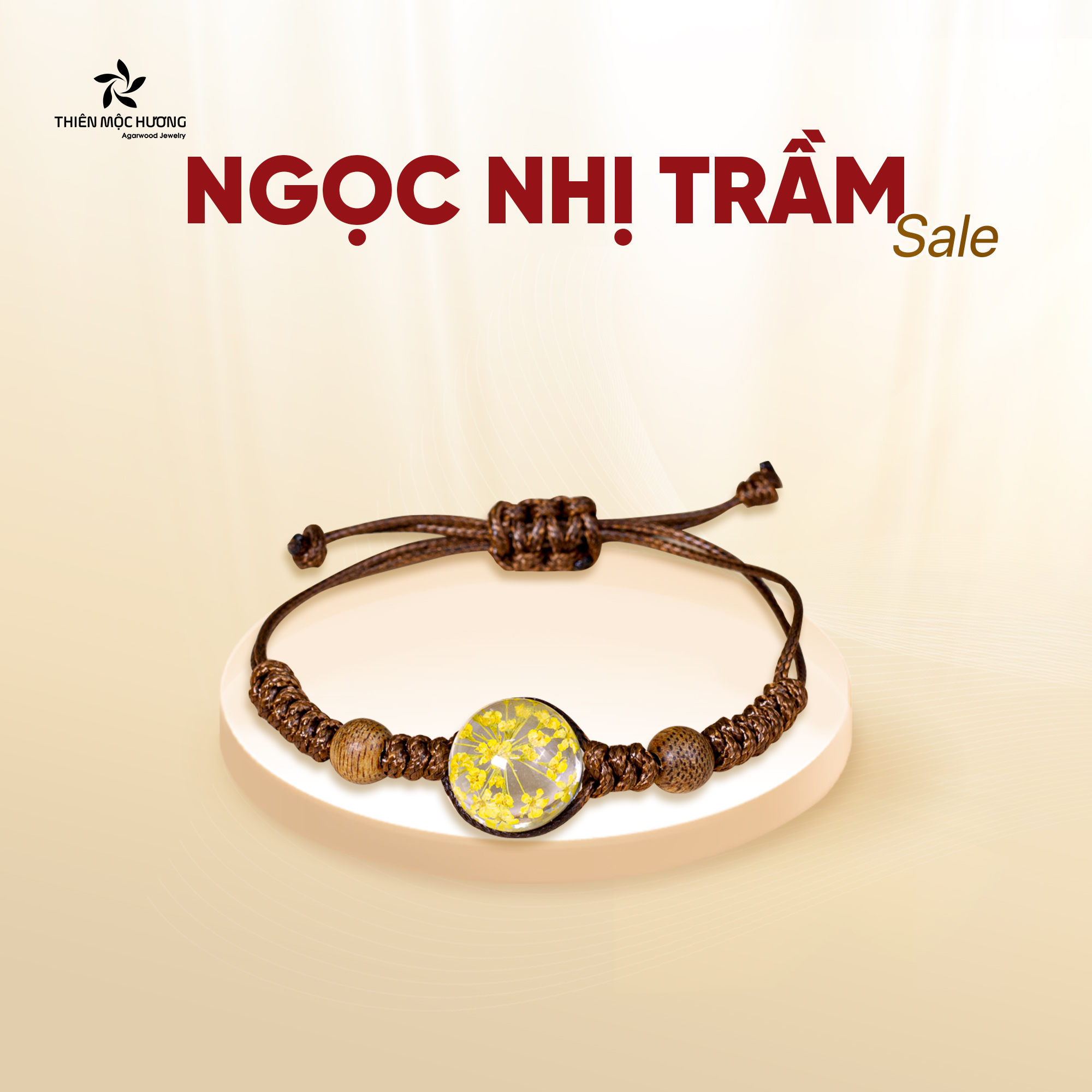 Vòng tay trầm hương tự nhiên, hạt gỗ Ngọc Nhị Trầm Thiên Mộc Hương, an nhiên, hạnh phúc