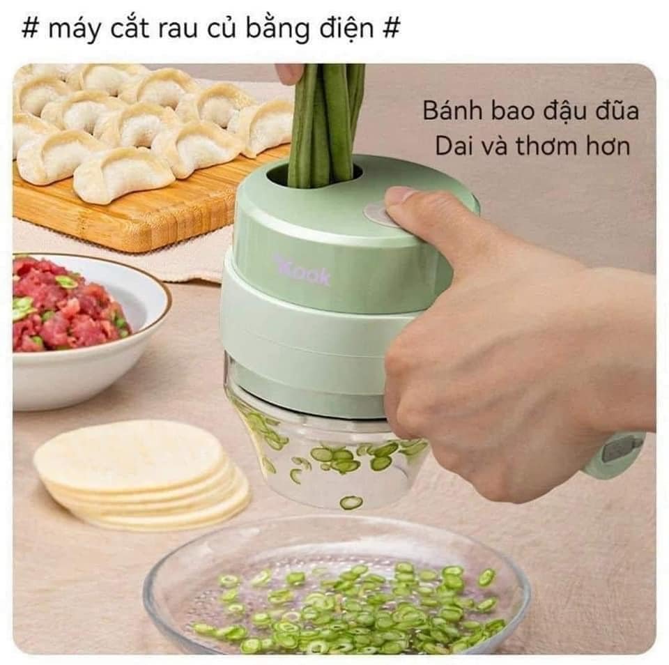 Máy bào thái lát rau củ quả kiêm máy xay nghiền thực phẩm, rau củ quả đa năng cho gia đình sạc điện không dây 4 trong 1 thế hệ mới KHUYẾN MÃI SỐC