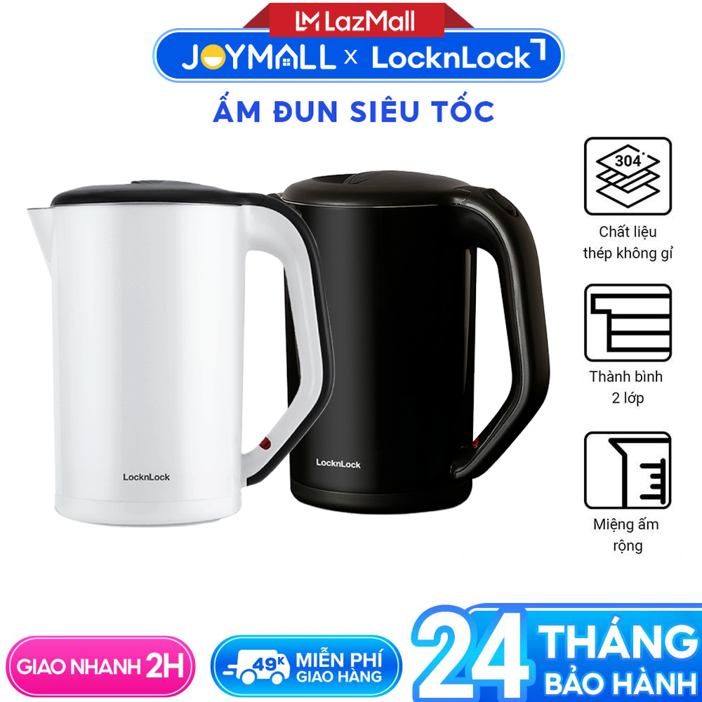  Ấm đun siêu tốc Lock&Lock EJK738 1.7 lít - Hàng chính hãng 2 lớp ruột bằng thép không gỉ đế xoay 360 độ tự ngắt khi sôi - JoyMall 