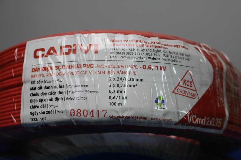 Dây điện đôi mềm Cadivi 2x0.75 100 met