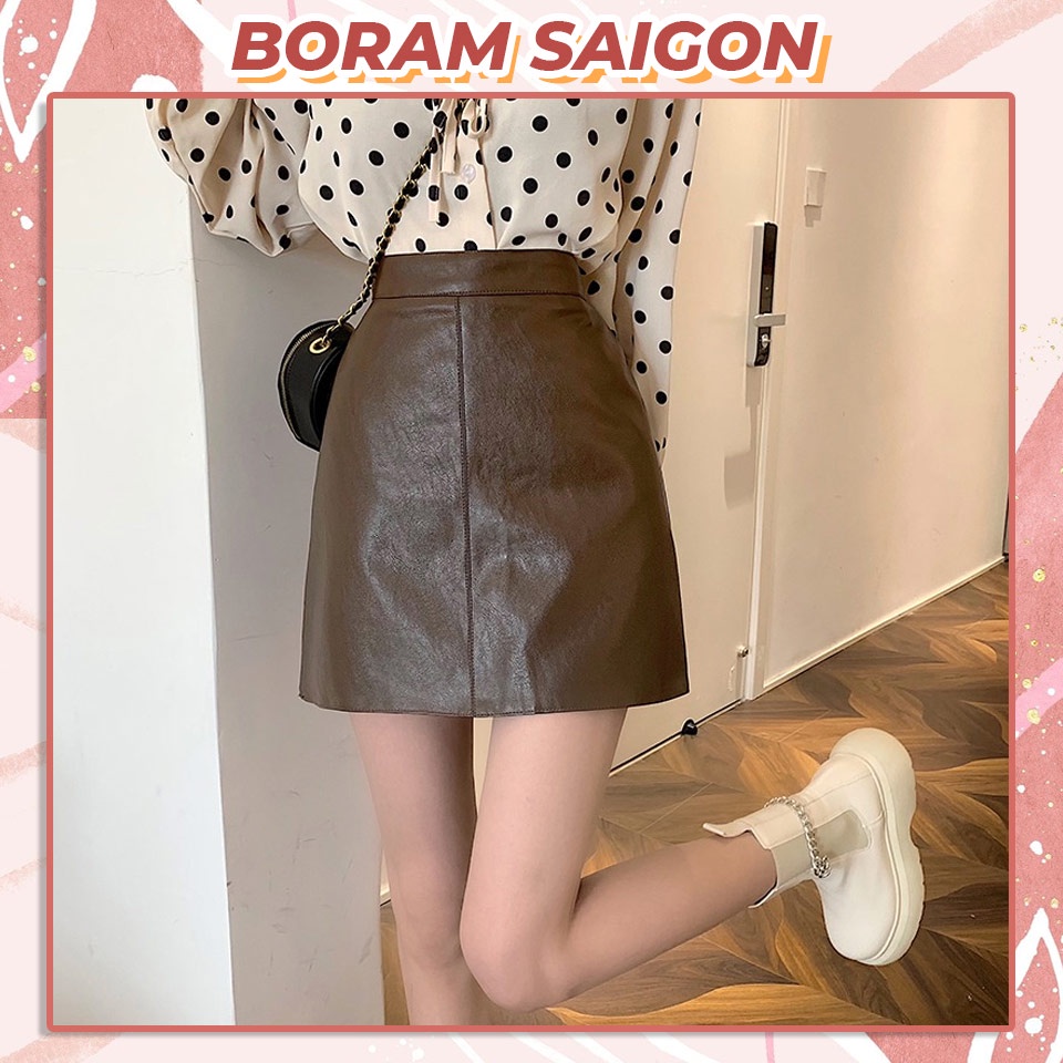 Chân váy ngắn, chân váy da lưng cao cá tính quyến rũ boram sg